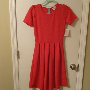 LulaRoe Amelia Dress in True Red- XS NWT